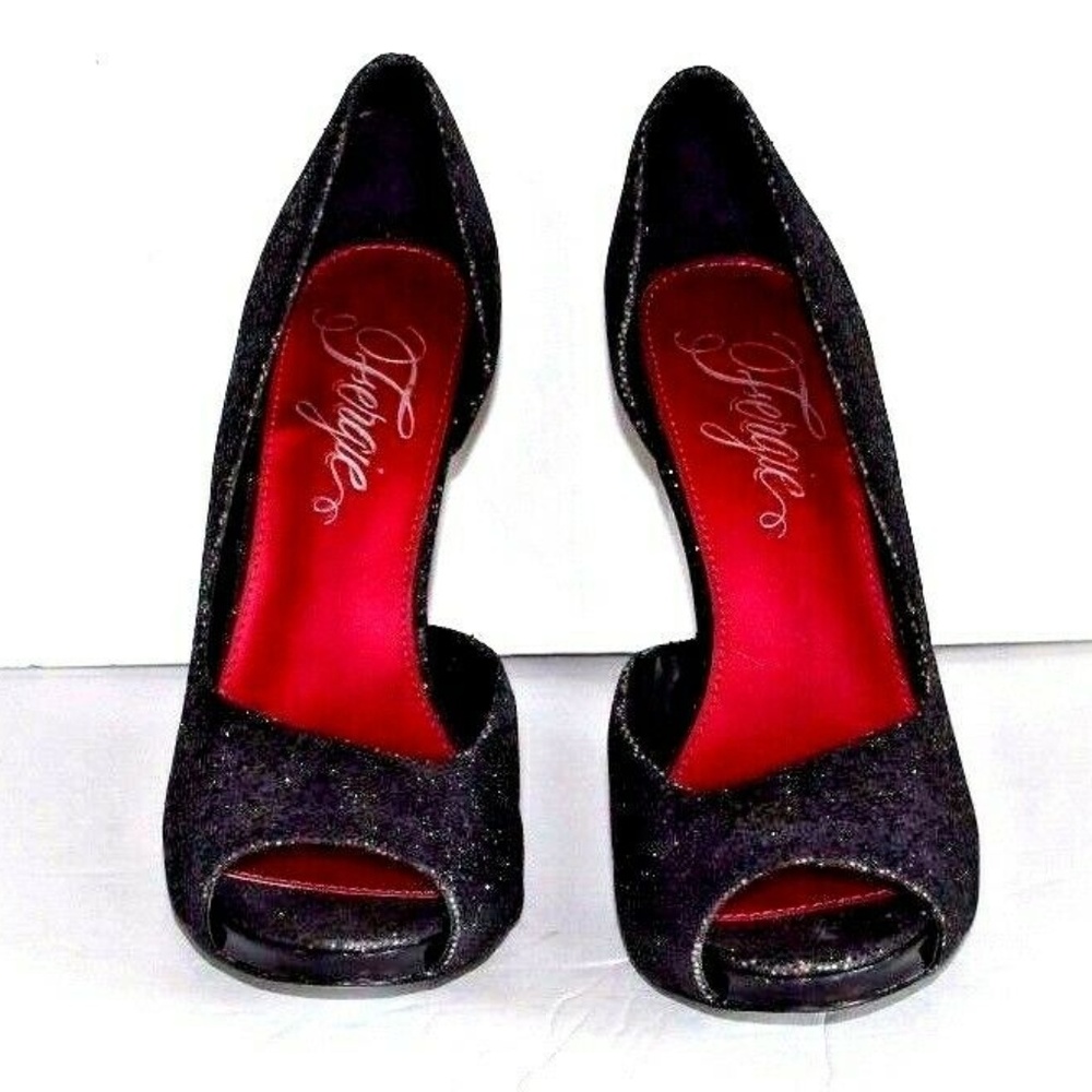 Fergie Awareness Black Glitter Stiletto Pumps